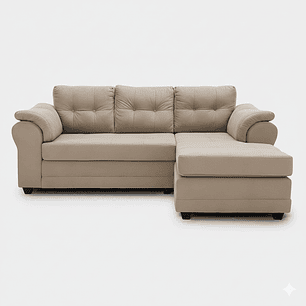 Seccional Queen Intercambiable Felpa Beige 3.1