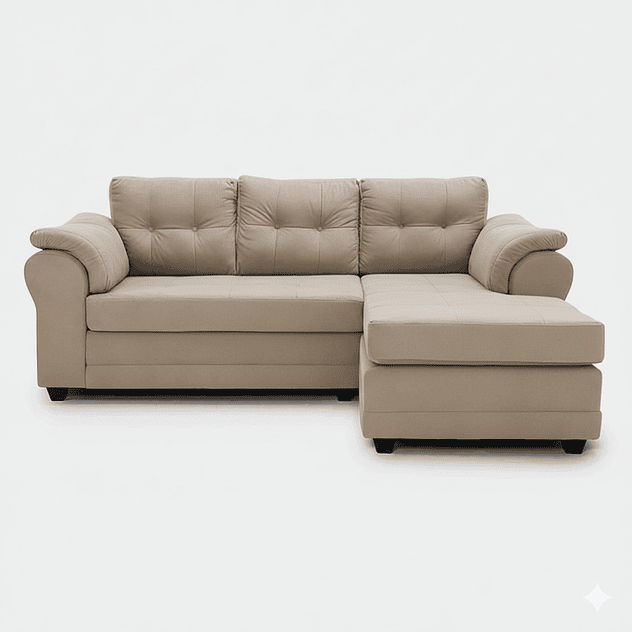 Seccional Queen Intercambiable Felpa Beige 3.1 1