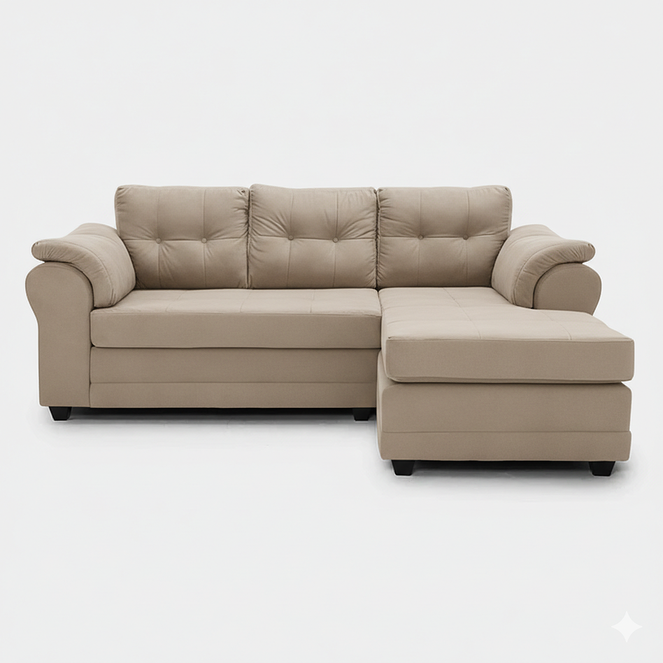 Seccional Queen Intercambiable Felpa Beige 3.1 1