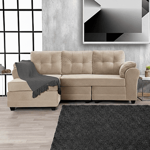 Seccional Queen Intercambiable Felpa Beige 3.1