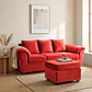Sofá Ezeiza 3c + 1 Pouf Felpa Rojo - Miniatura 2