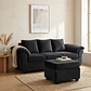 Sofá Ezeiza 3c + 1 Pouf Felpa Negro - Miniatura 2