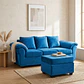 Sofá Ezeiza 3c + 1 Pouf Felpa Azul Petróleo - Miniatura 2