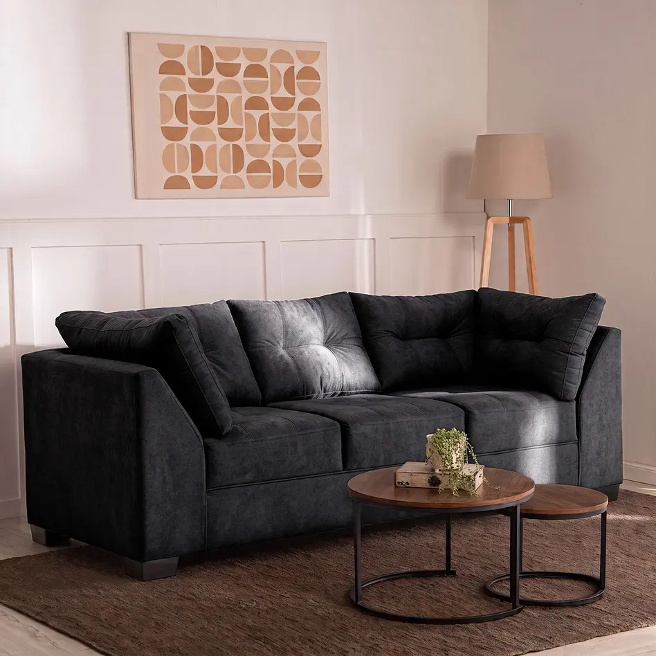 Sofá Edimburgo 3c Chenille Negro 2