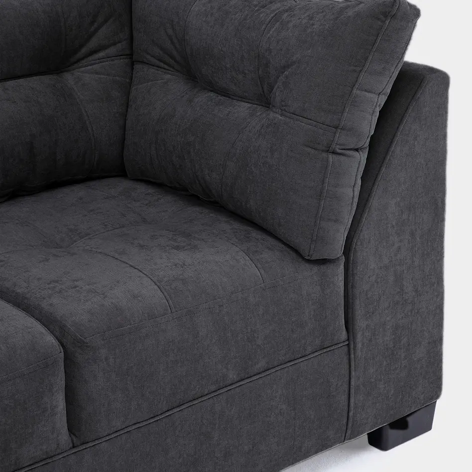 Sofá Edimburgo 3c Chenille Negro 6