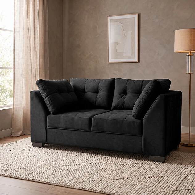Sofá Edimburgo 2c Chenille Negro 2