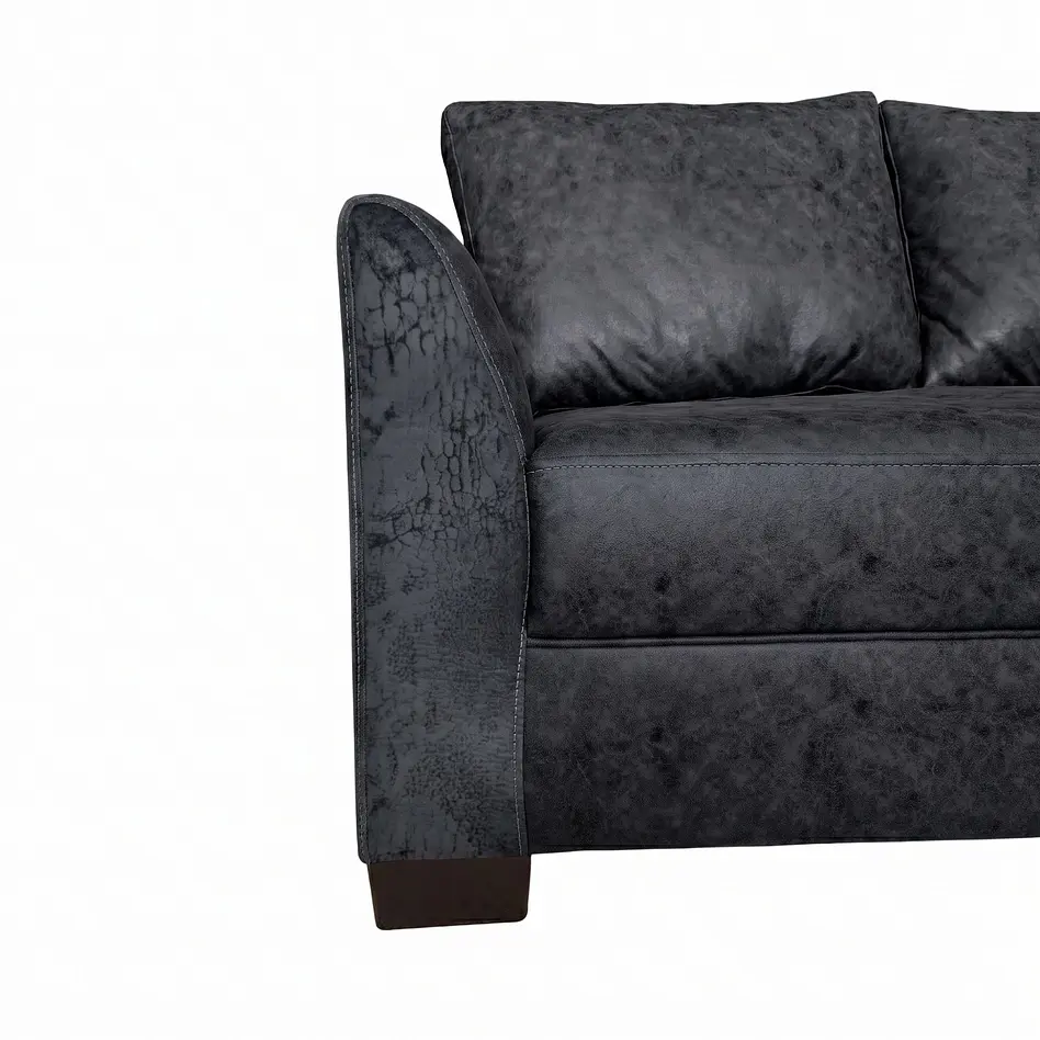 Seccional Denver Derecho Negro - Tela Aspecto Cuero 6