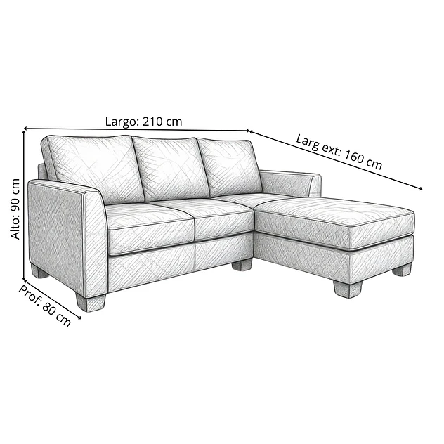 Seccional Denver Derecho Beige - Tela Aspecto Cuero 7