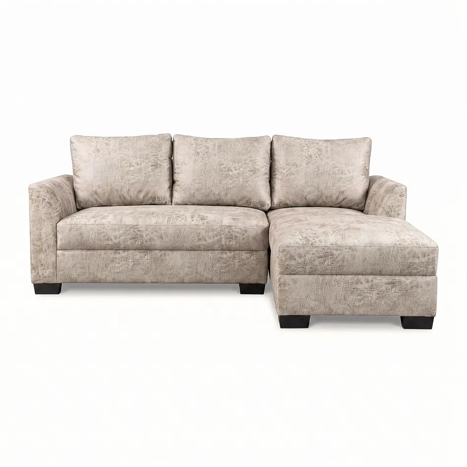 Seccional Denver Derecho Beige - Tela Aspecto Cuero 1