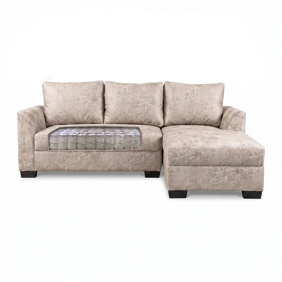 Seccional Denver Derecho Beige - Tela Aspecto Cuero 3