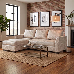 Seccional Denver Izquierdo Beige - Tela Aspecto Cuero