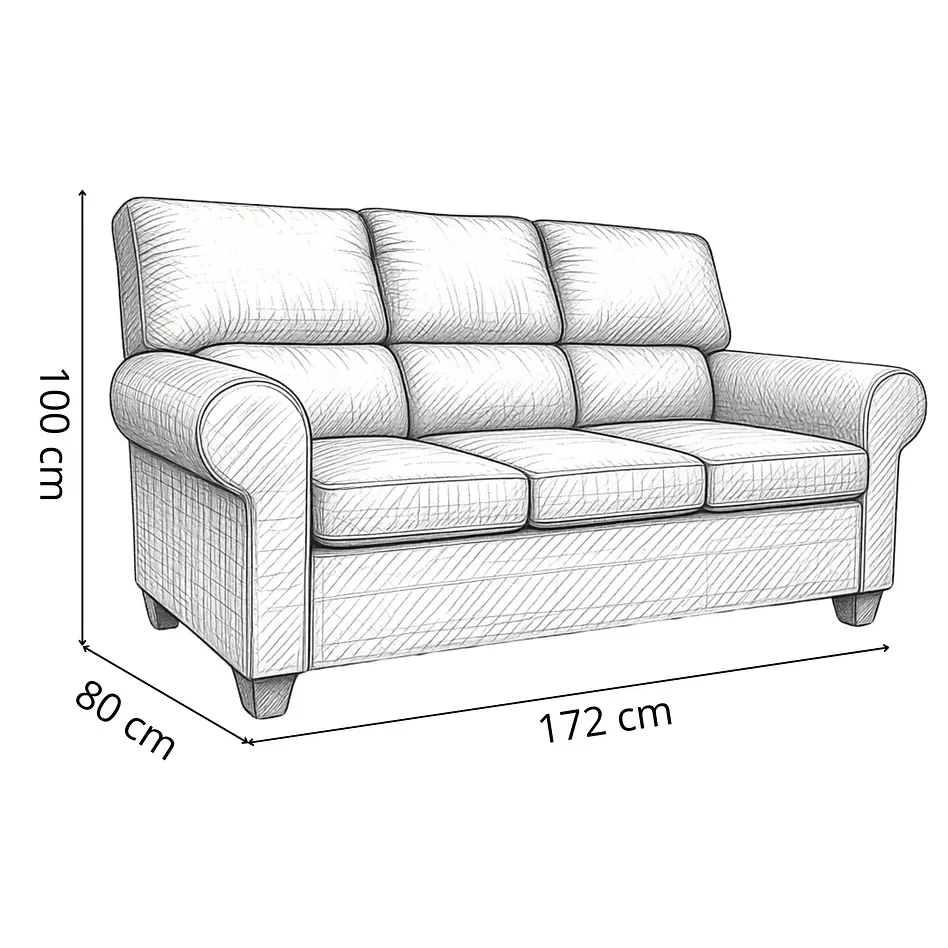 Sofá Boston 3c Felpa Beige 6