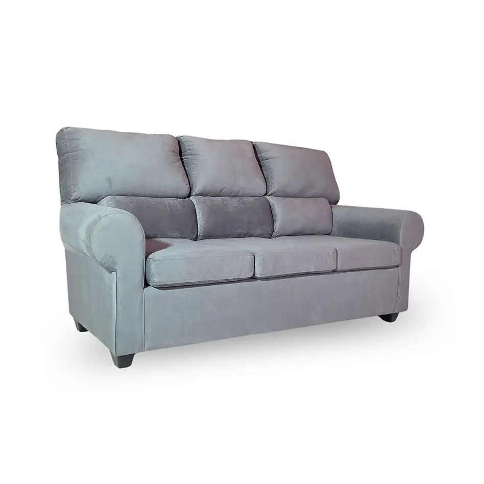 Sofá Boston 3c Felpa Gris + 2 Pouf 4