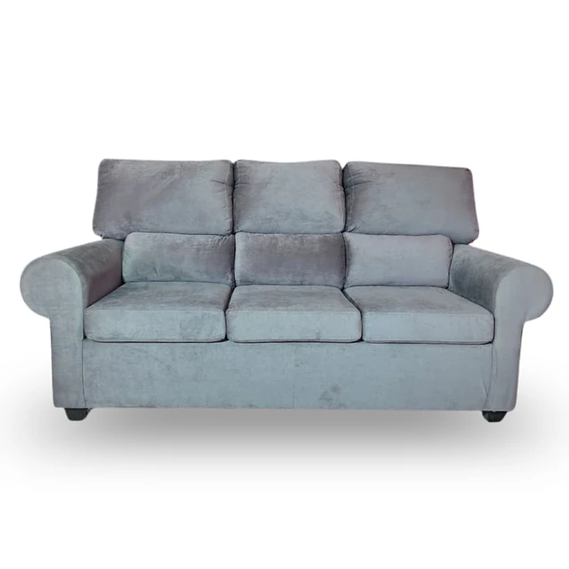 Sofá Boston 3c Felpa Gris + 2 Pouf 3