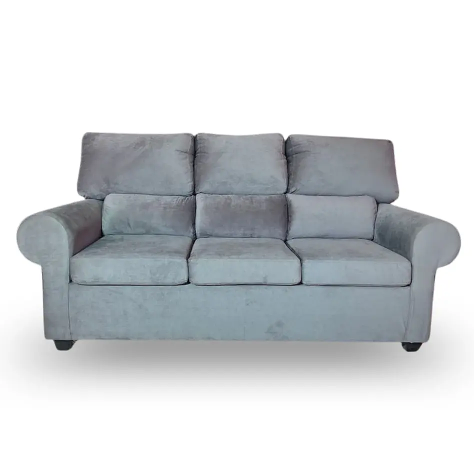 Sofá Boston 3c Felpa Gris + 2 Pouf 3
