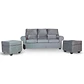 Sofá Boston 3c Felpa Gris + 2 Pouf - Miniatura 1