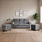 Sofá Boston 3c Felpa Gris + 2 Pouf - Miniatura 2