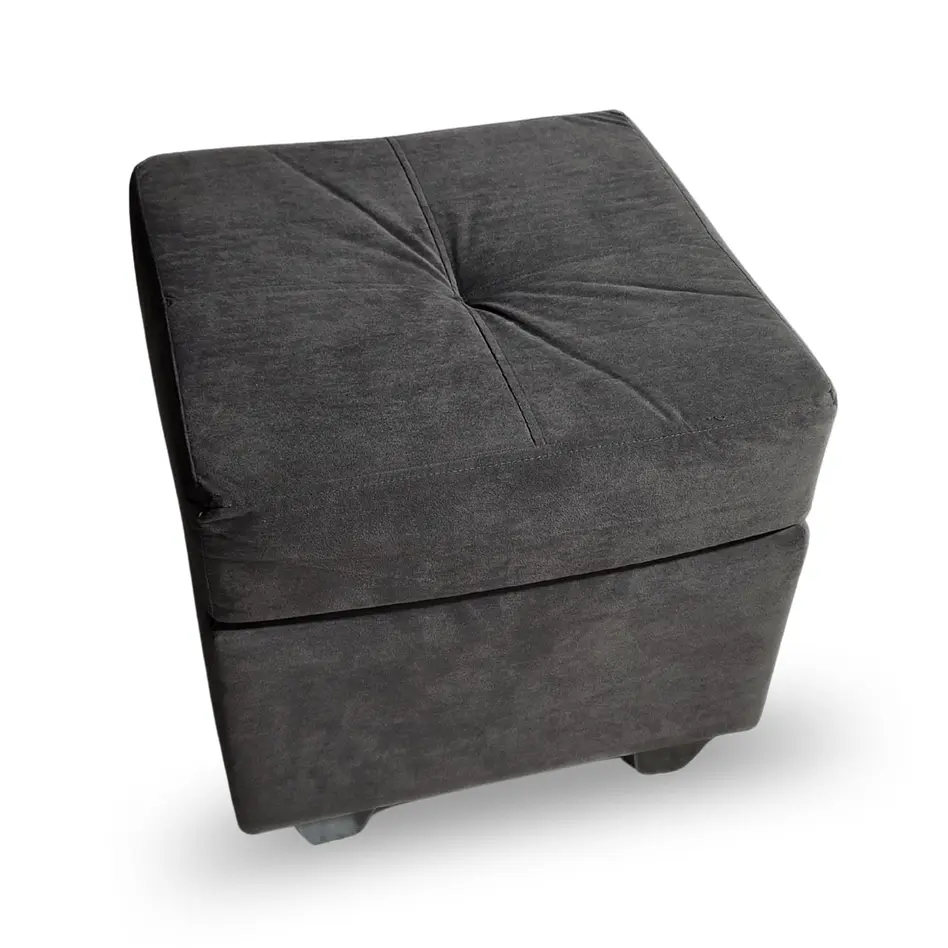 Sofá Boston 3c Felpa Negro + 2 Pouf 8