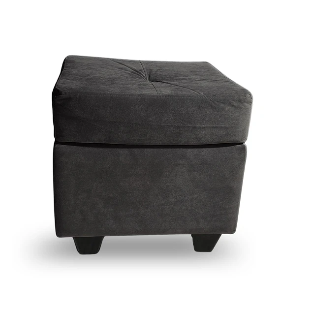 Sofá Boston 3c Felpa Negro + 2 Pouf 7