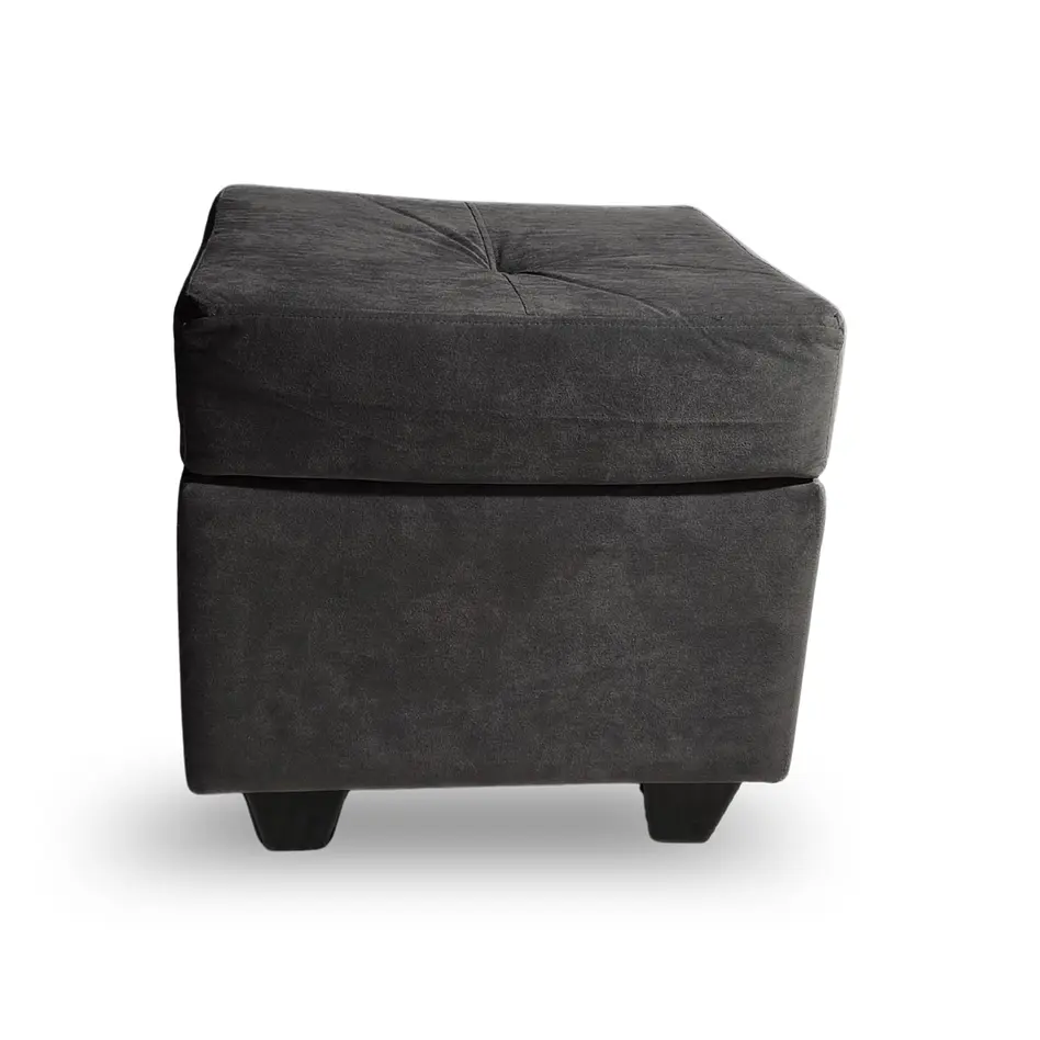 Sofá Boston 3c Felpa Negro + 2 Pouf 7