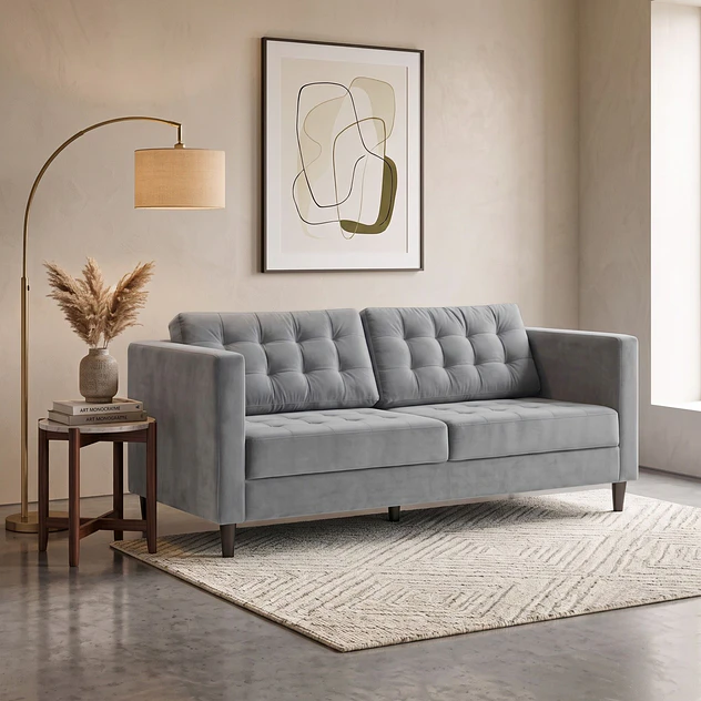 Sofá Siena Felpa Gris 202 cm 2