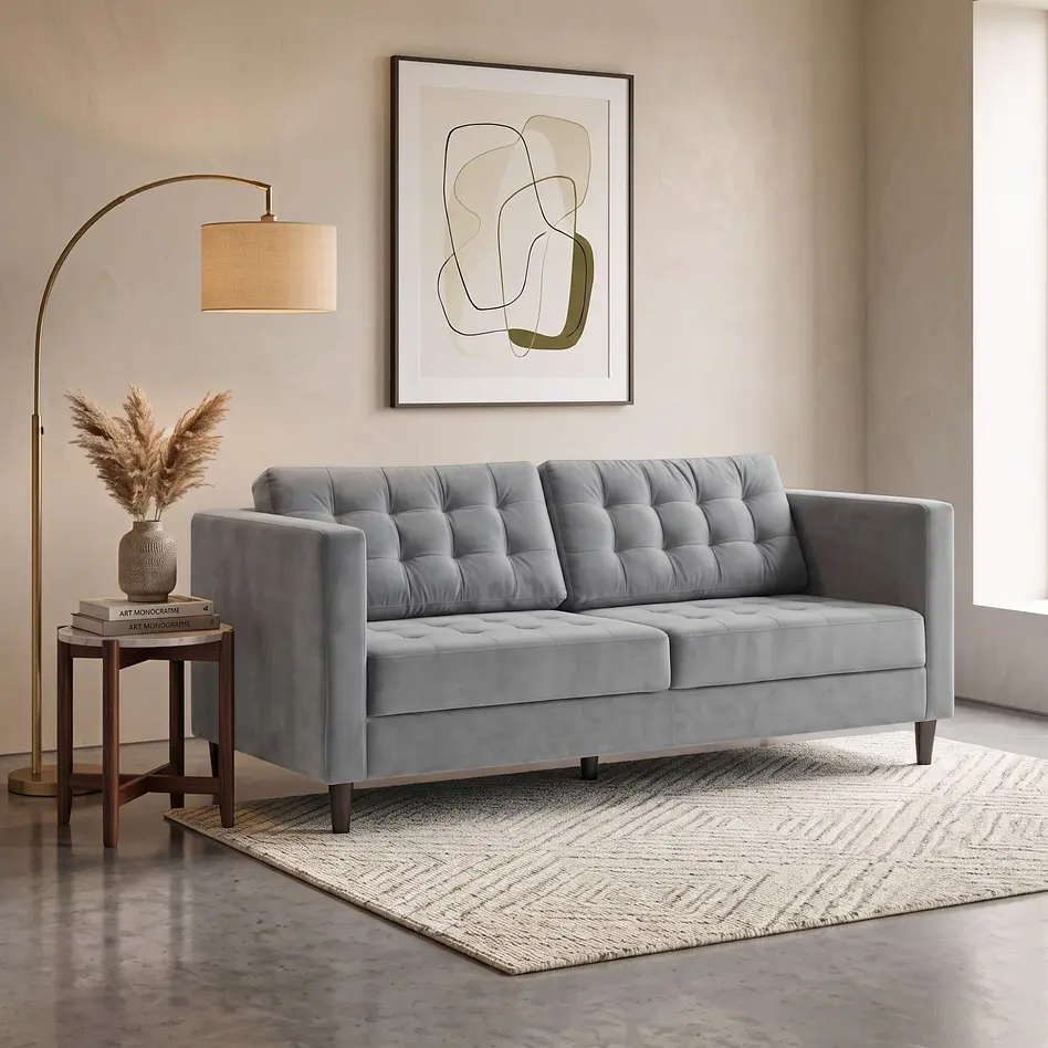 Sofá Siena Felpa Gris 202 cm 2