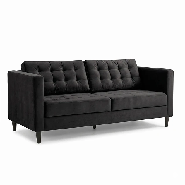 Sofá Siena Felpa Negro 202 cm 1