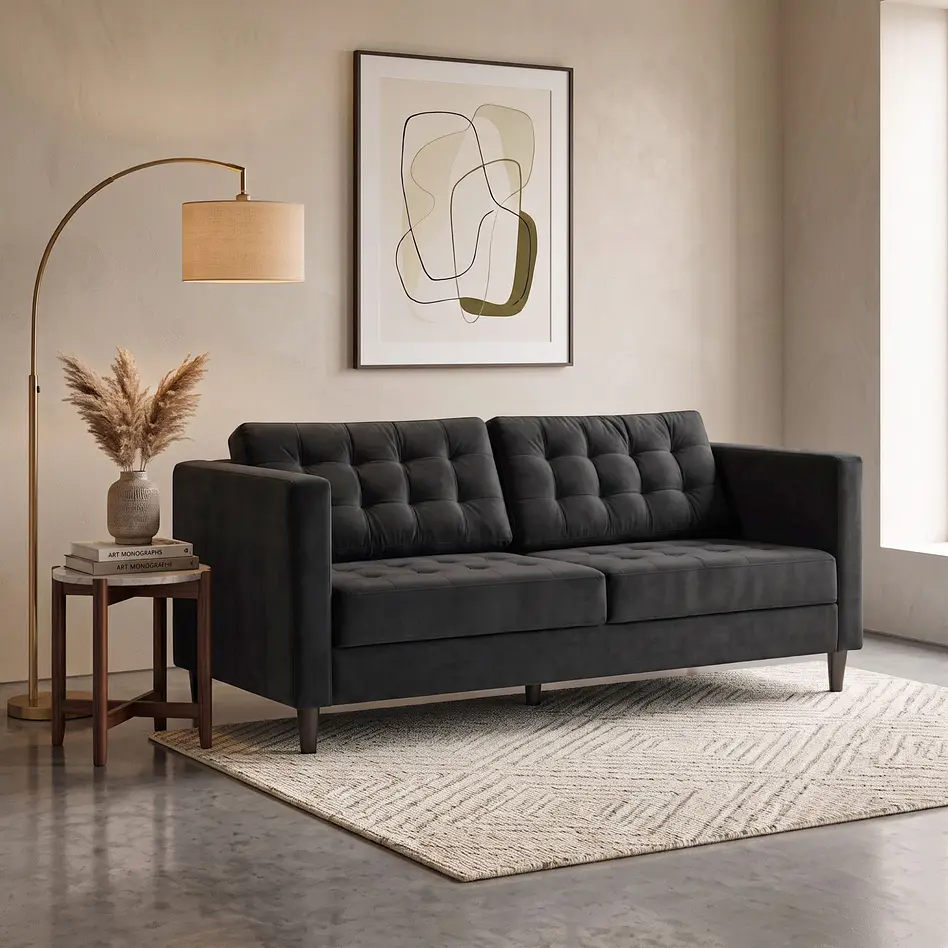 Sofá Siena Felpa Negro 202 cm 2