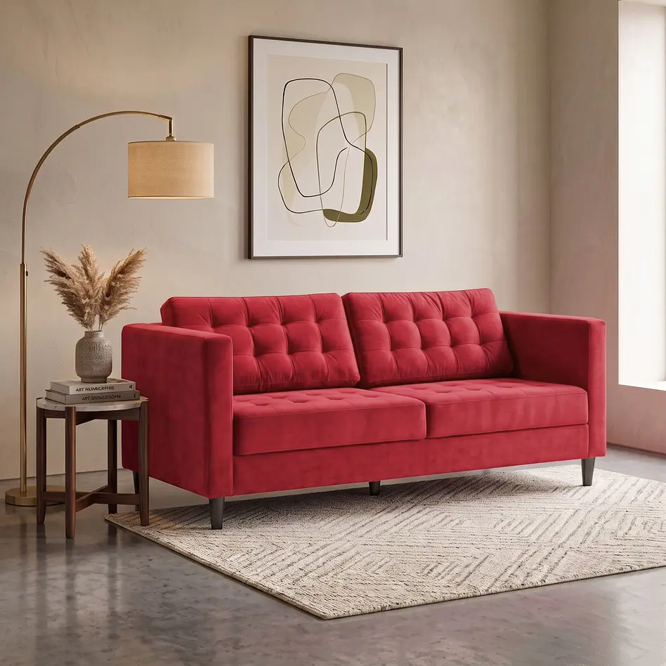 Sofá Siena Felpa Rojo 202 cm 2