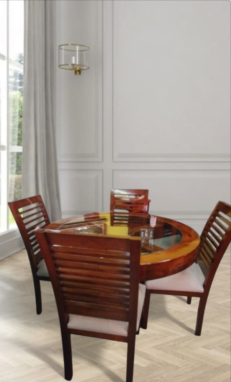 comedor redondo con cristal 4 personas