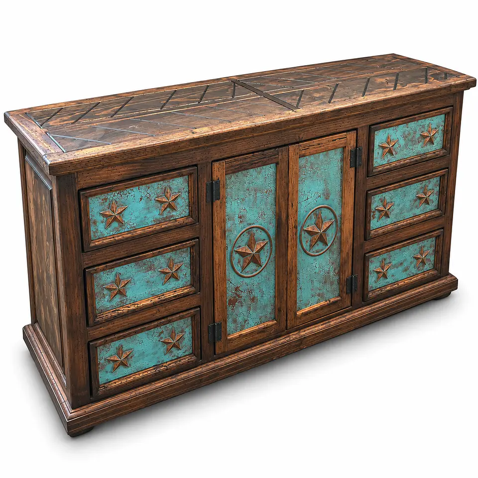 Credenza Rústica con Cobre y Estrellas 1