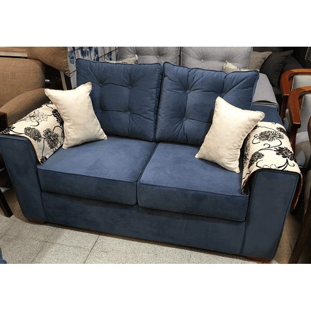 Sofa Felpa Azul Petroleo