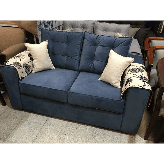 Sofa Felpa Azul Petroleo