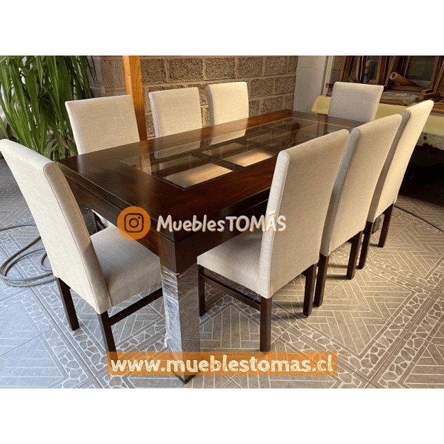 Comedor para 8 personas Rectangular con sillas Tapizadas