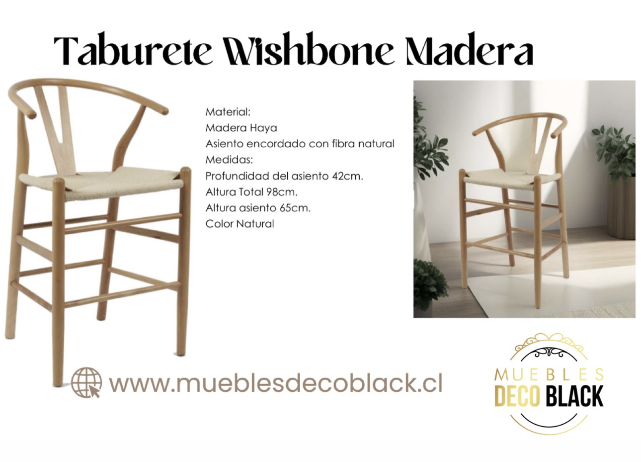 TABURETE WISHBONE MADERA
