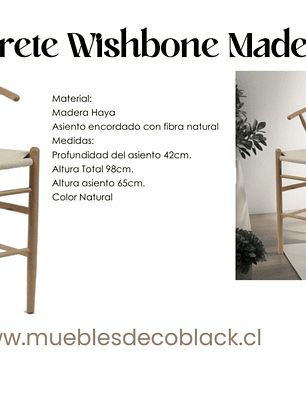 TABURETE WISHBONE MADERA 
