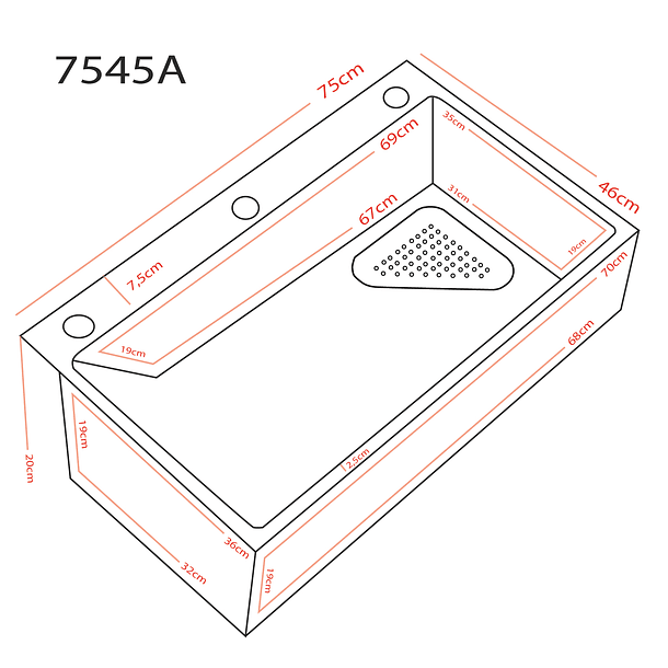 Lavaplatos Deluxe Domsa MDS7545A-SILVER-CON/L Sobre Cubierta / 75x46x20cm (Incluye Accesorios) 4