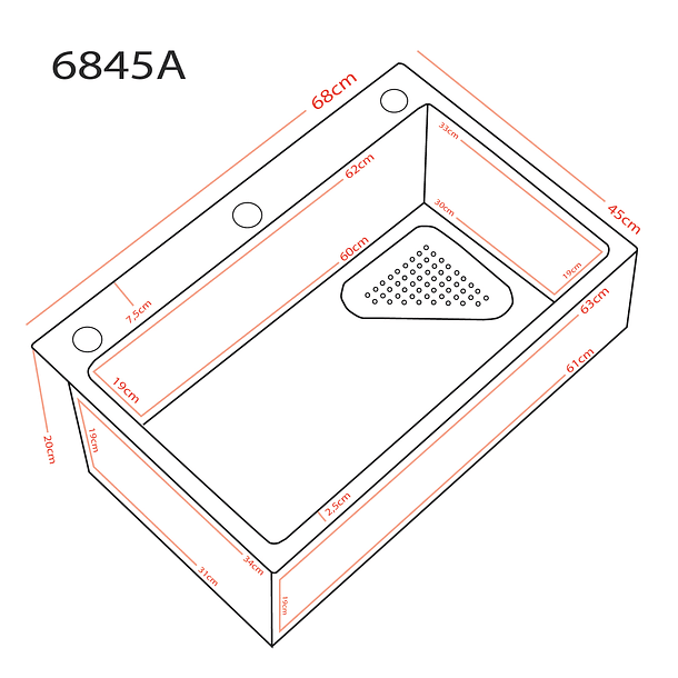 Lavaplatos Deluxe Domsa MDS6845A-SILVER-CON/L Sobre Cubierta / 68x45x20cm (Incluye Accesorios) 4