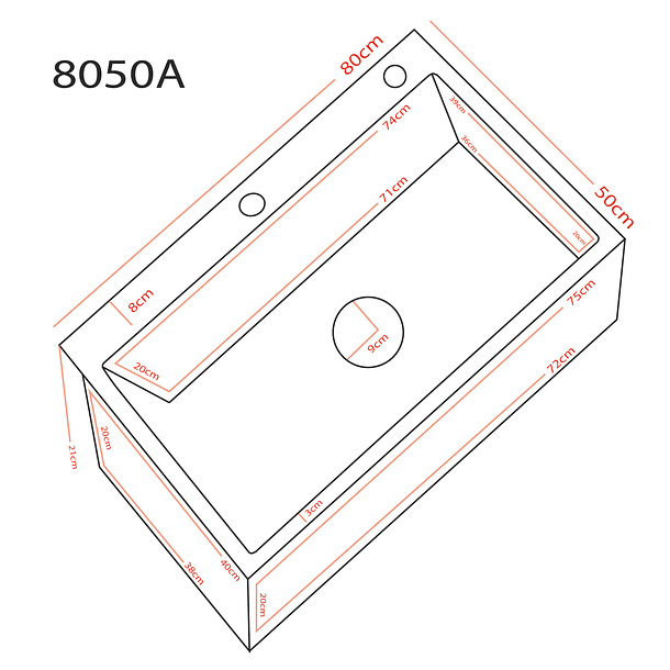 Lavaplatos Deluxe Domsa MDS8050A-BLACK CON/L / 80x50x21cm (Incluye Accesorios) 3