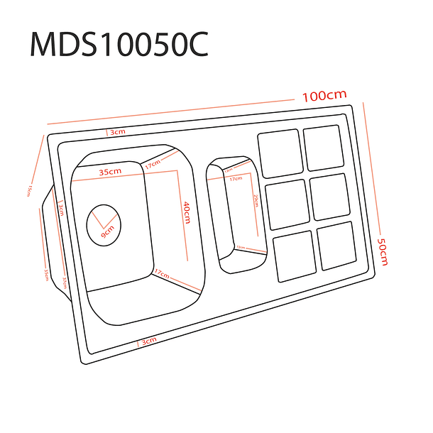 Lavaplatos de acero inoxidable Domsa MDS10050C (Incluye Sifón) / 100x50x15cm 4