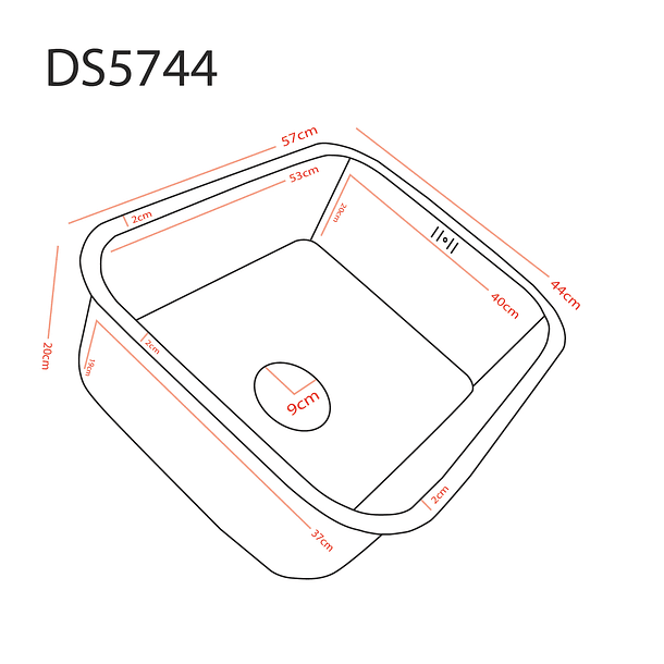 Lavaplatos Bajo Cubierta Domsa DS5744 (Incluye Desagüe y Sifón) / 57x44x20cm 5