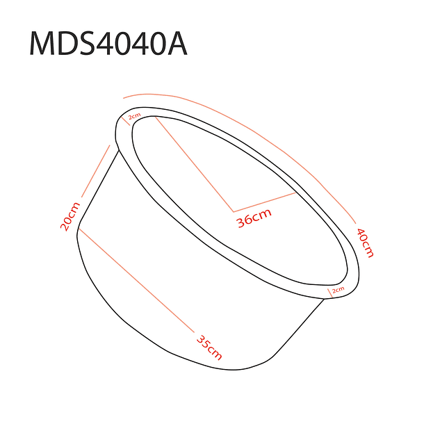 Lavaplato Redondo Domsa MDS4040A (Incluye Desagüe y Sifón) / Diámetro 40cm x 20cm 5