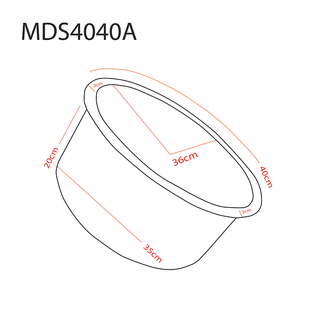 Lavaplato Redondo Domsa MDS4040A (Incluye Desagüe y Sifón) / 40cm de Radio x 20cm 5