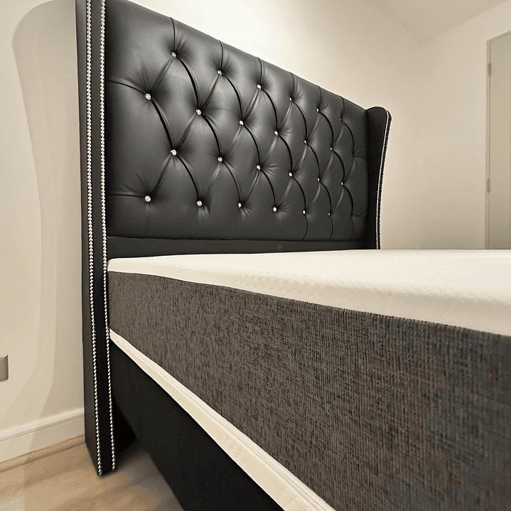 Cama ortopedico con respaldo capitoné 2 plazas   1