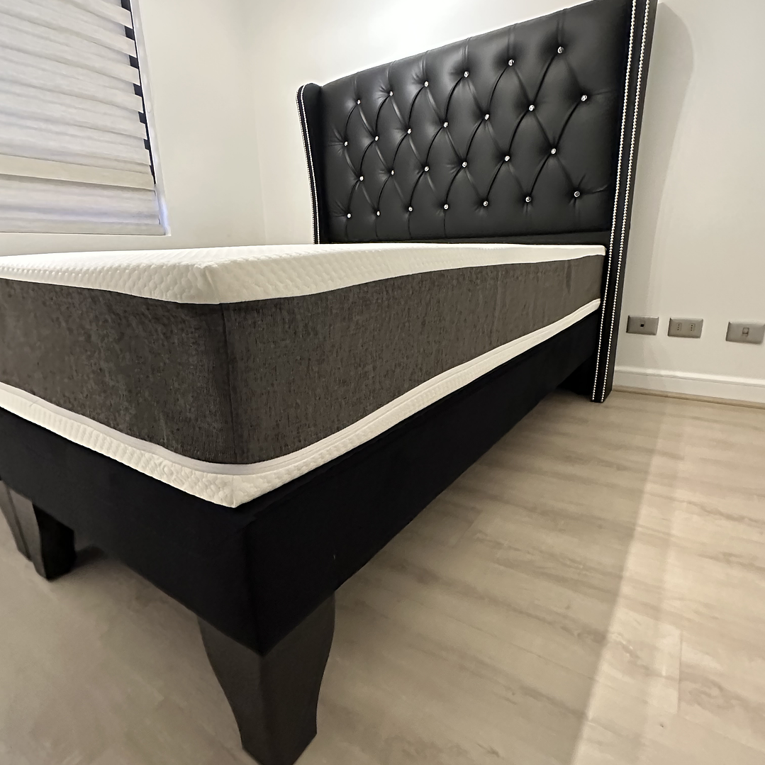 Cama ortopedico con respaldo capitoné 2 plazas   2