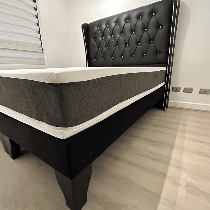 Cama ortopedico con respaldo capitoné 2 plazas   2