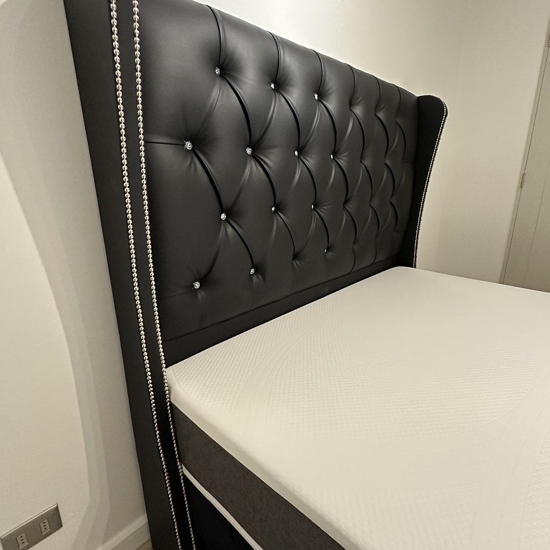 Cama ortopedico con respaldo capitoné 2 plazas   3