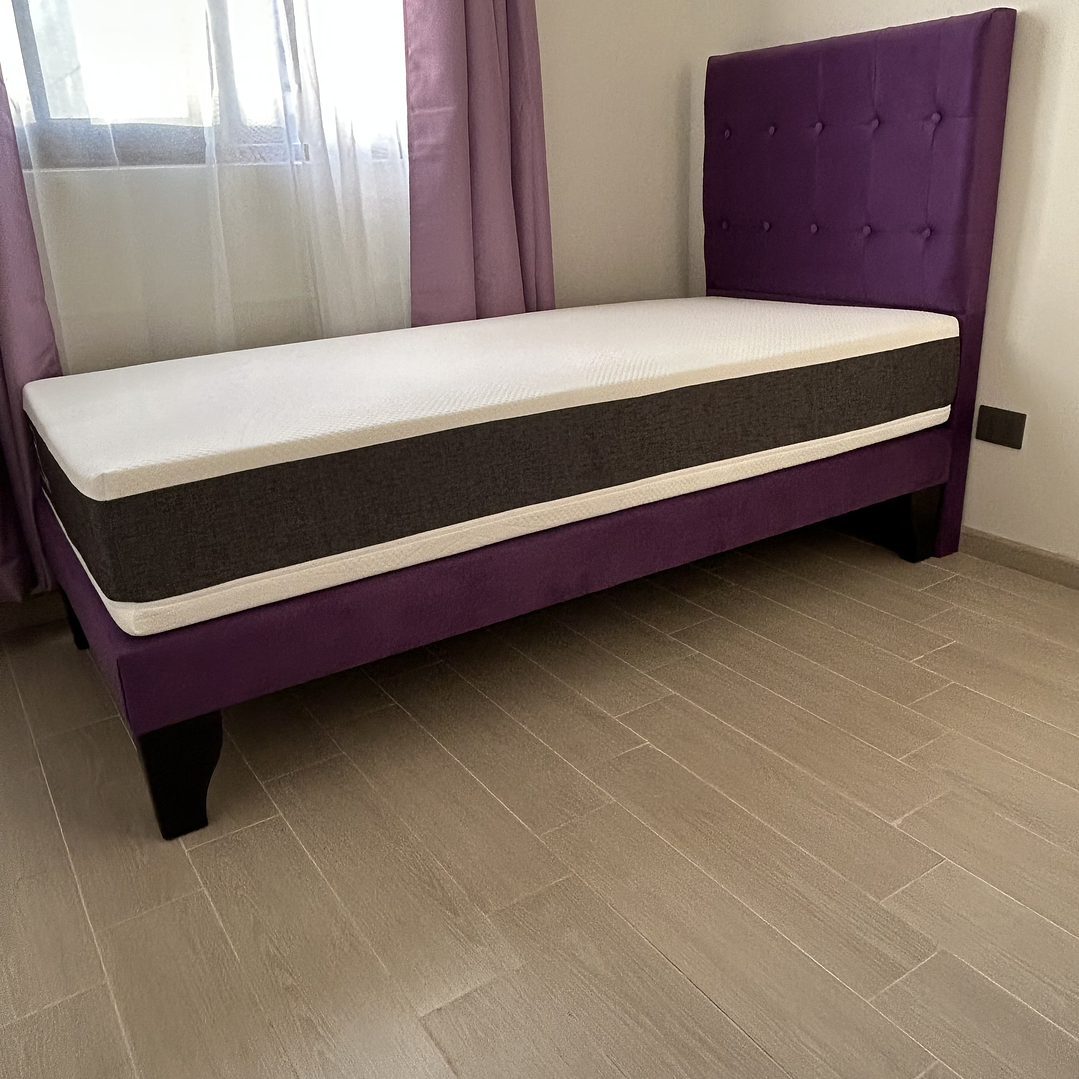 cama en 1 plaza incluye base + respaldo a piso + colchón envío gratis a todo Santiago  8