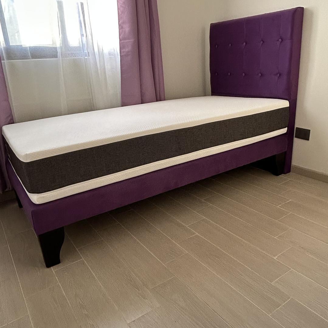 cama en 1 plaza incluye base + respaldo a piso + colchón envío gratis a todo Santiago  7
