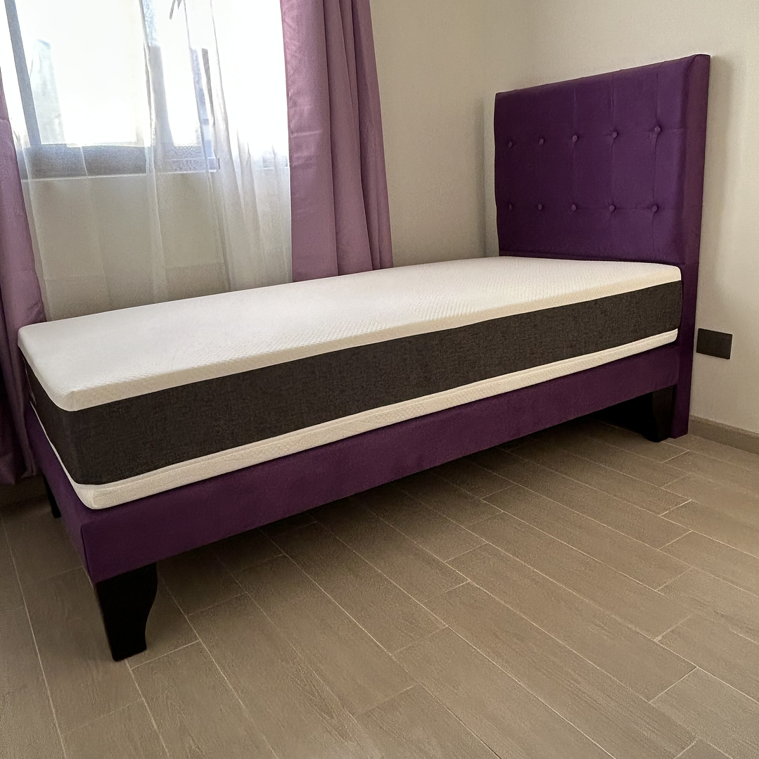 cama en 1 plaza incluye base + respaldo a piso + colchón envío gratis a todo Santiago  5